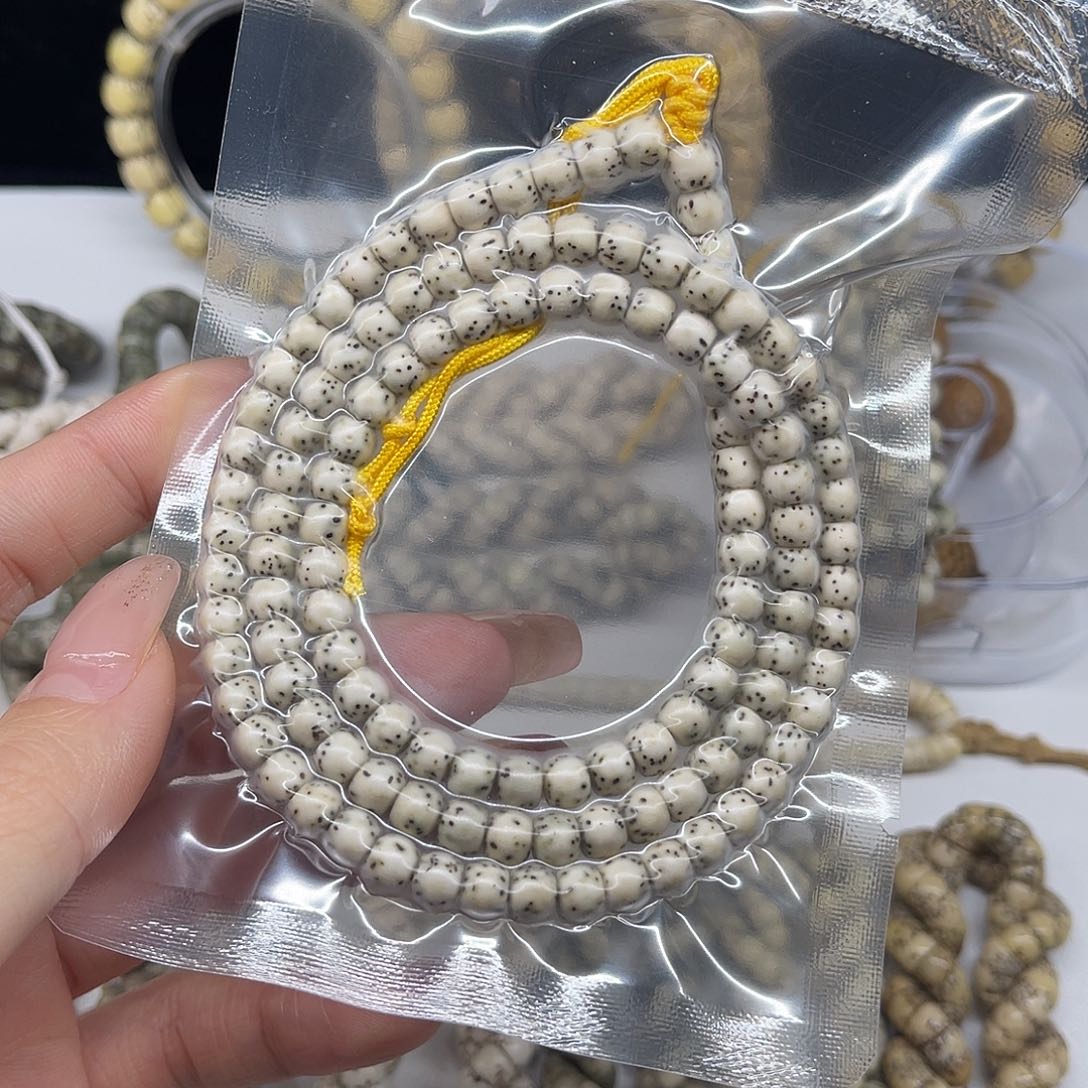 菩提籽类6*5原生态骨瓷白桶珠长串挂脖