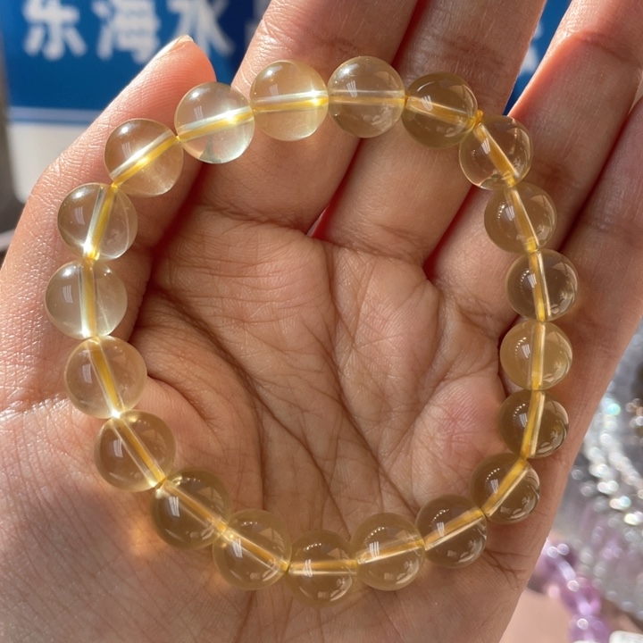 水晶手串未镶嵌天然黄水晶纯净体