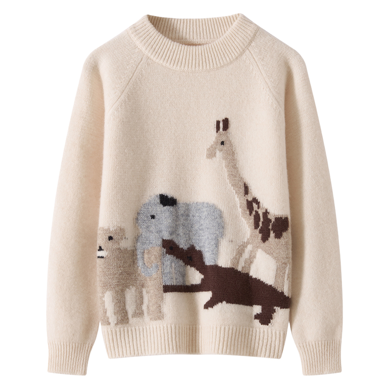 儿童毛衣保暖时尚动物男女童圆领半高领羊绒针织衫中大童百搭洋气