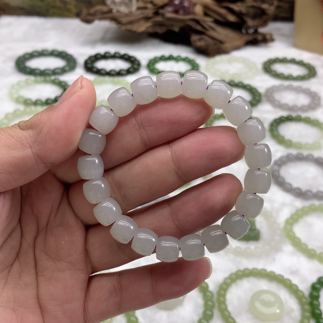 和田玉未镶嵌手串（直切冰烟紫10）