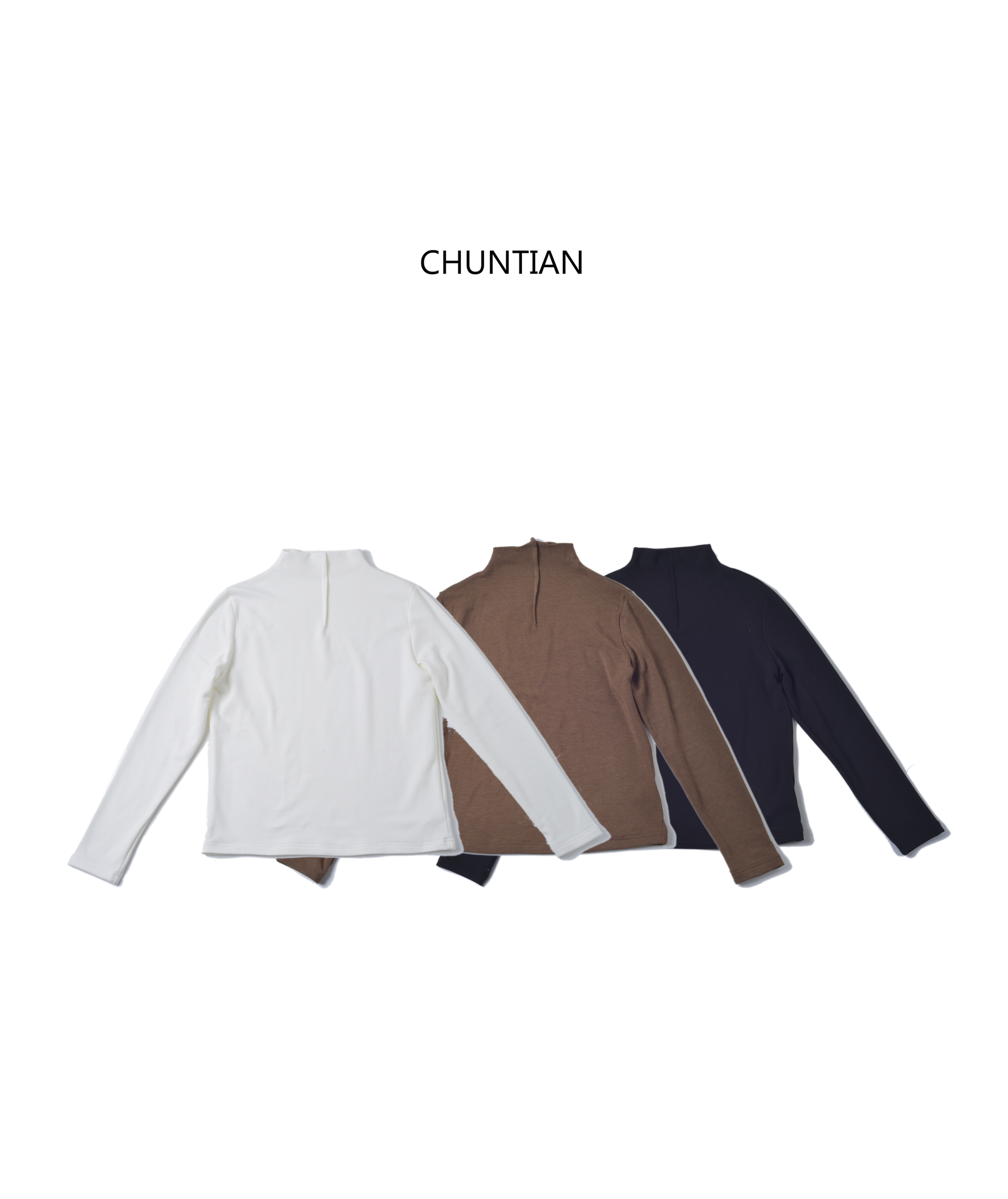 C-TIAN 半高领加绒加厚T恤打底衫