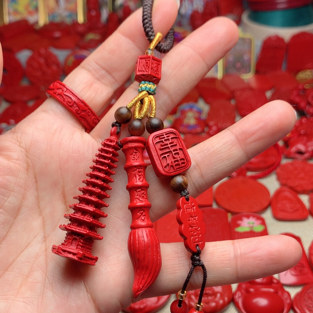 天然辰砂工艺品朱砂钥匙扣