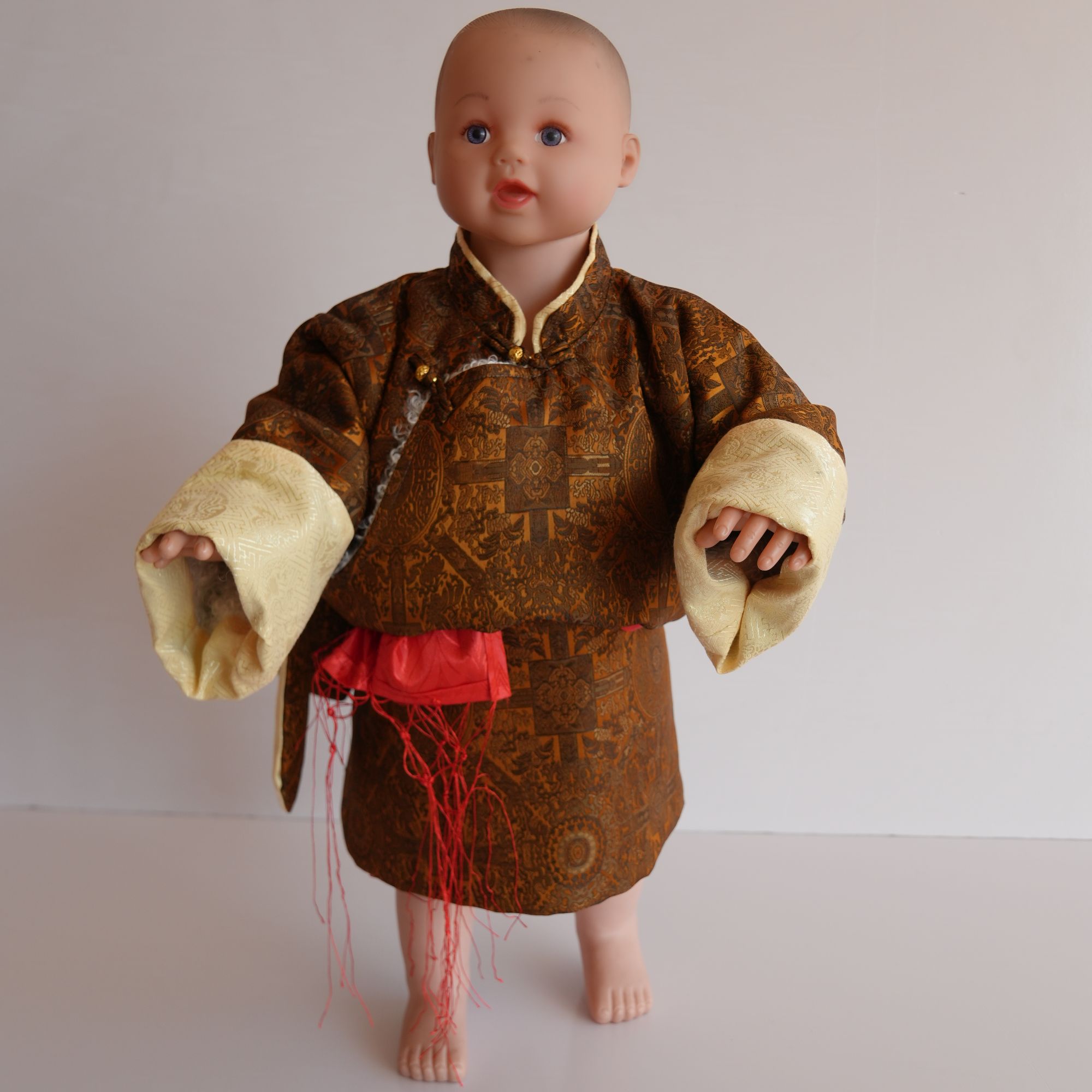 民族童装、宝宝藏袍男童冬季加毛传统民族风传统款帅气套装百搭