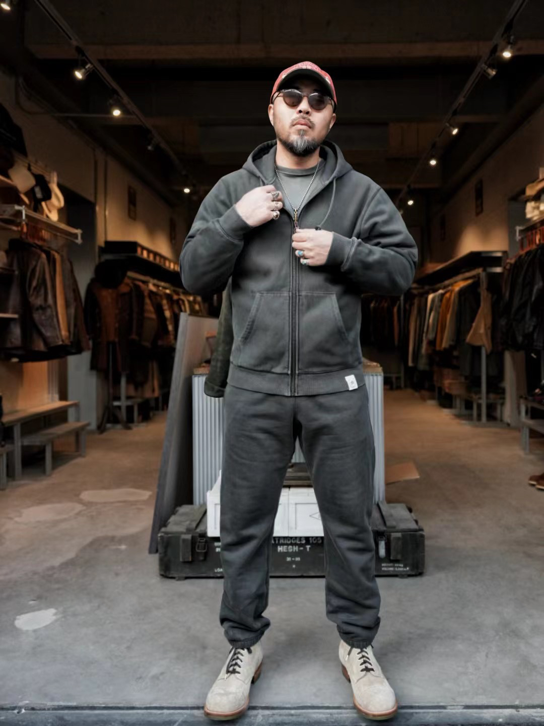 TRADBAND三色卫衣套装发售，水洗黑，水洗绿，水洗粉套装