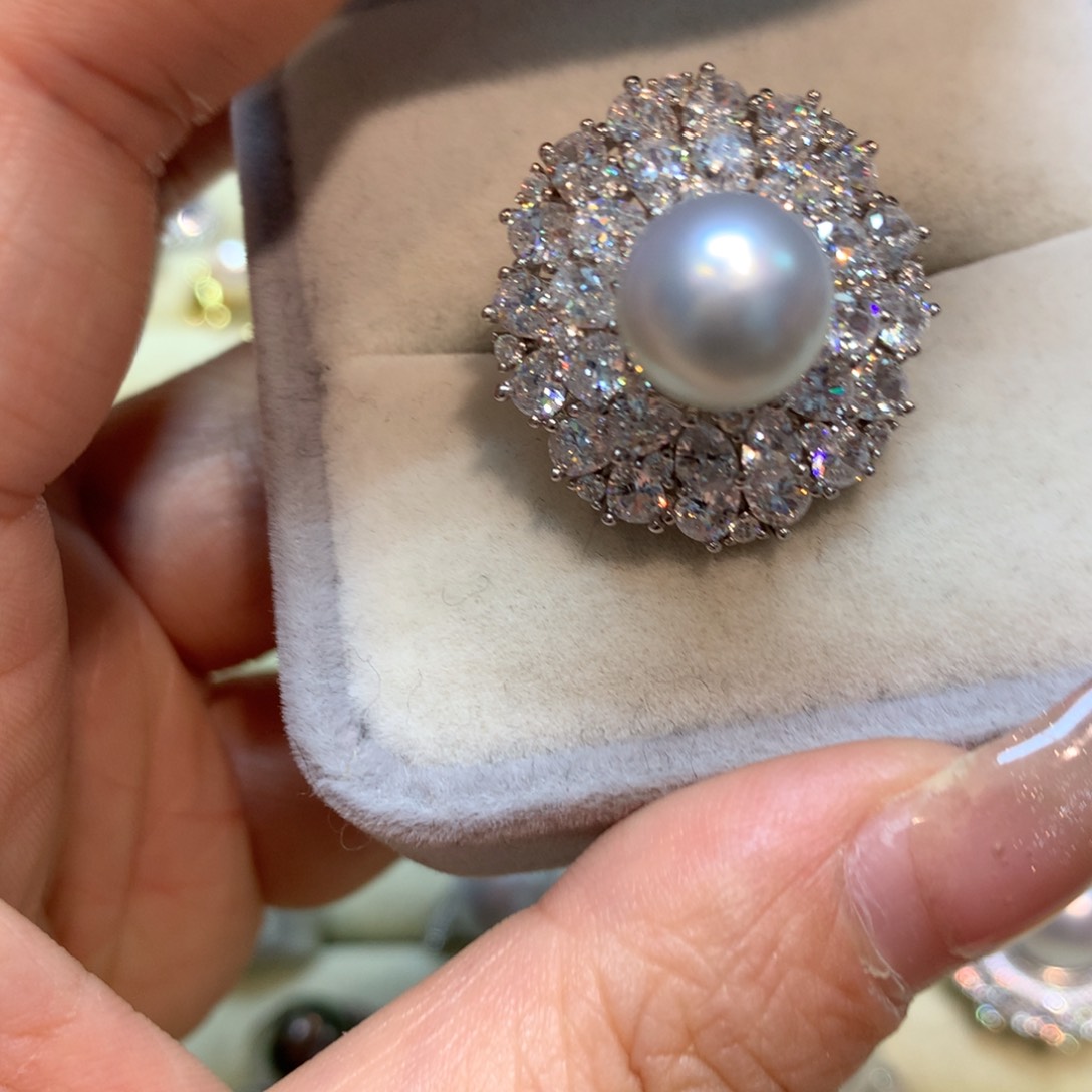 海水珍珠戒指银S925镶嵌