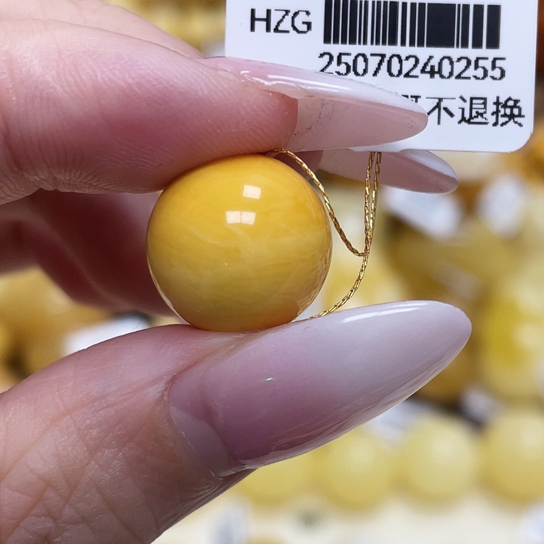 蜜蜡未镶嵌珠宝奇石14.4mm瑕疵