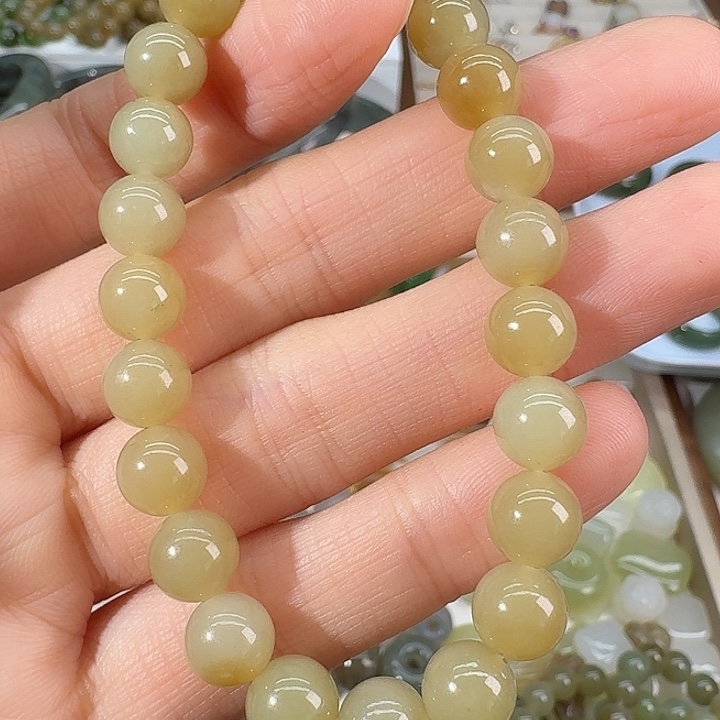 鑫***学和田玉未镶嵌手链8mm