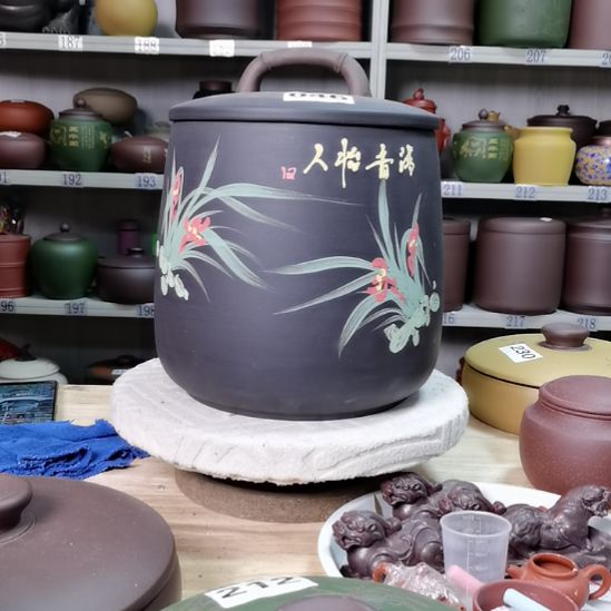 茶叶罐紫砂正品石瓢兰花茶叶罐