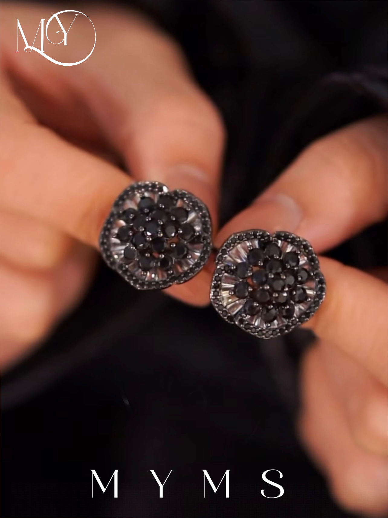 【黑曜花团】冷感酷飒高级精致耳饰M-005