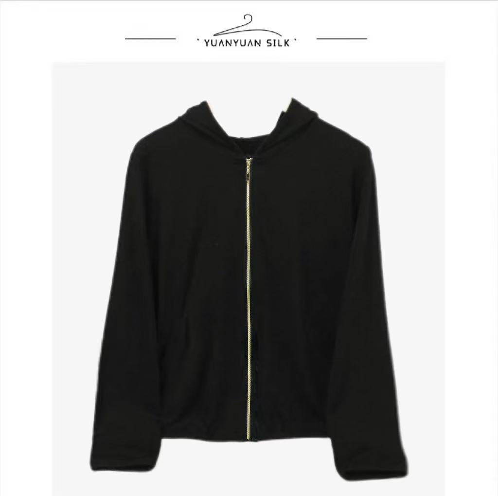 C  SILK桑蚕丝暗花纹时尚百搭女士拉链外套o92