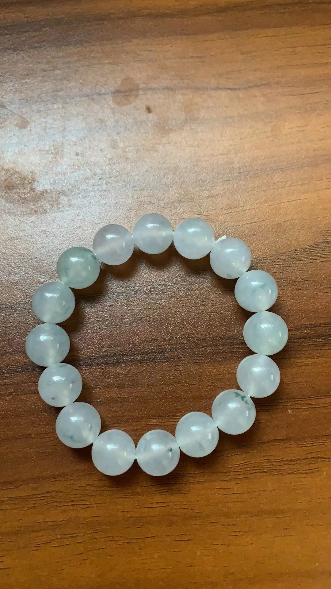 冰飘花天然翡翠手串老型单圈玉手串简约素圈百搭手工清新白色冰种