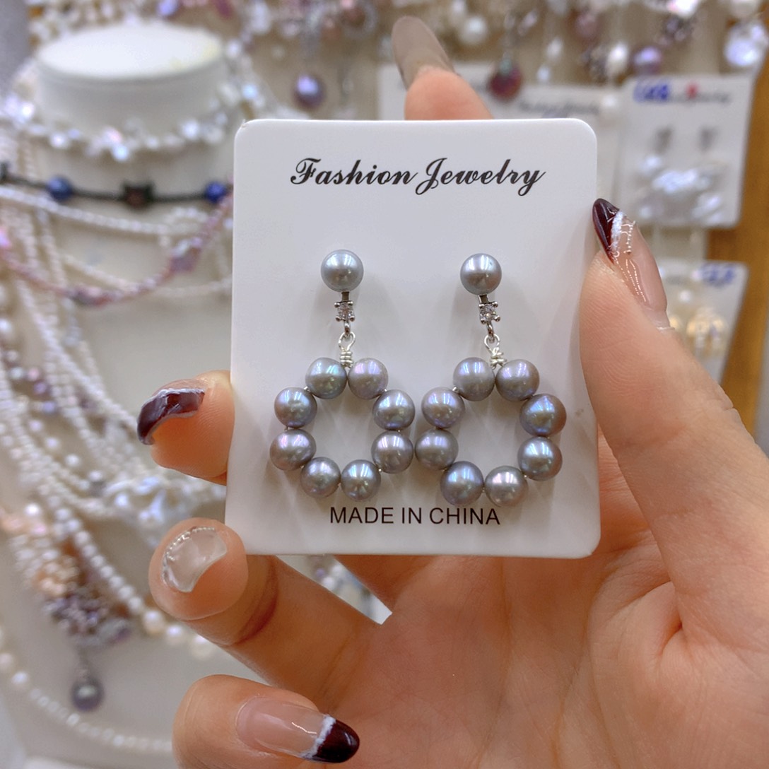 淡水珍珠耳饰银S925镶嵌