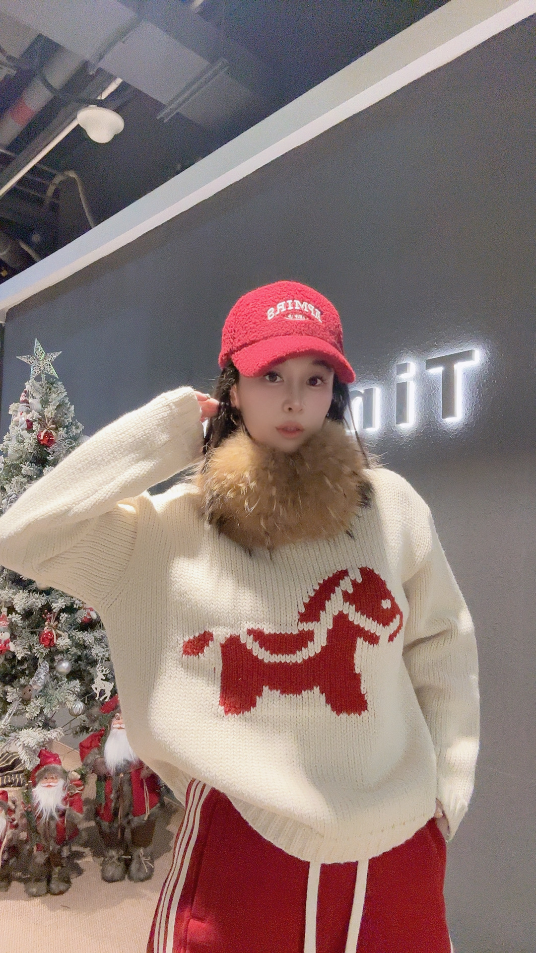 0612：韩版水果提花女毛衣时尚圆领毛针织衫针织休闲小马