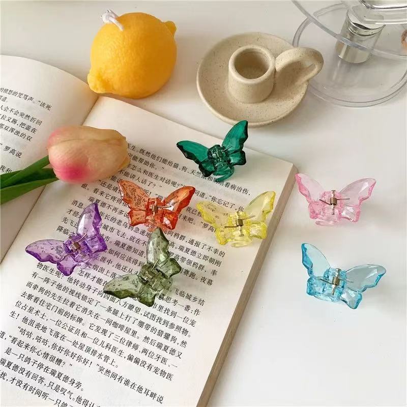 韩国网红森系透明蝴蝶抓夹ins少女甜美可爱头饰后脑勺小号抓夹