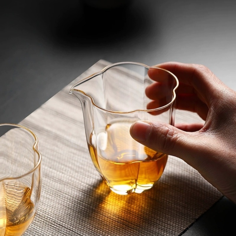 梅花玻璃公道杯加厚耐高温茶具大容量高硼硅耐热家用分茶器茶海