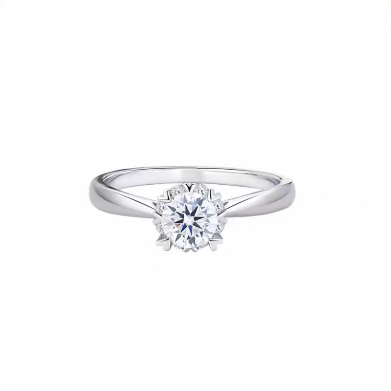 925银莫桑石银制品 八围一心50分-1克拉女士简约结婚经典