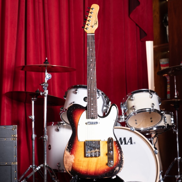 英国vintage新款Tele Cs型重度做旧电吉他单单套色日落色经典