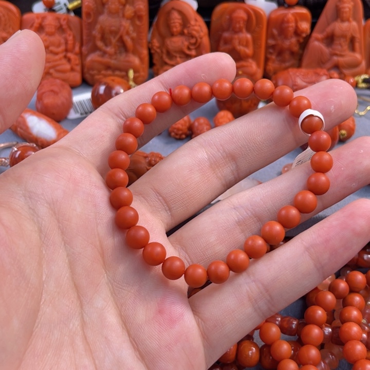 南红玛瑙多样性发一未镶嵌@****滴水洞一级手串6.5mm