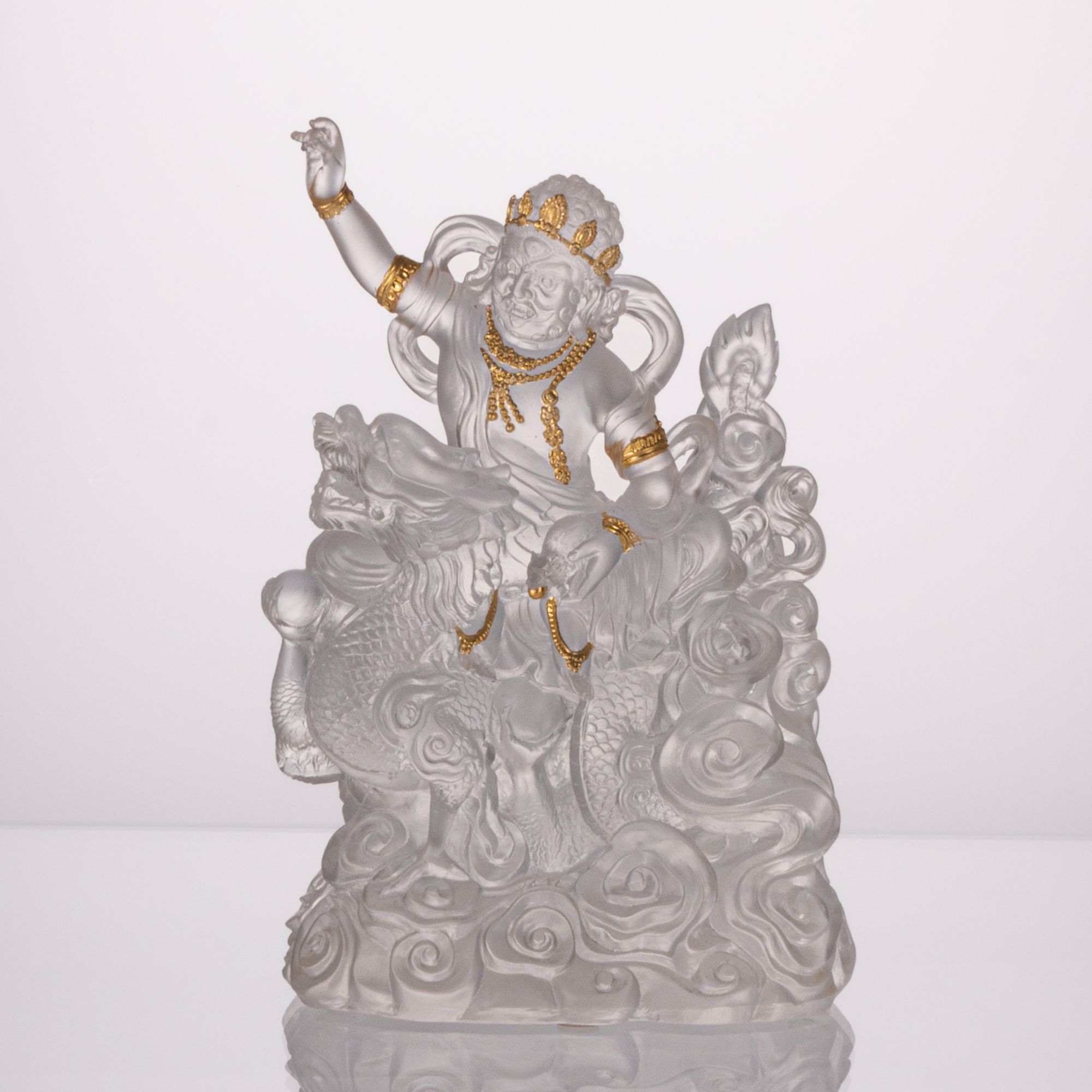 采莲东方美学会客厅【白财神】极简轻奢新中式水晶琉璃摆件