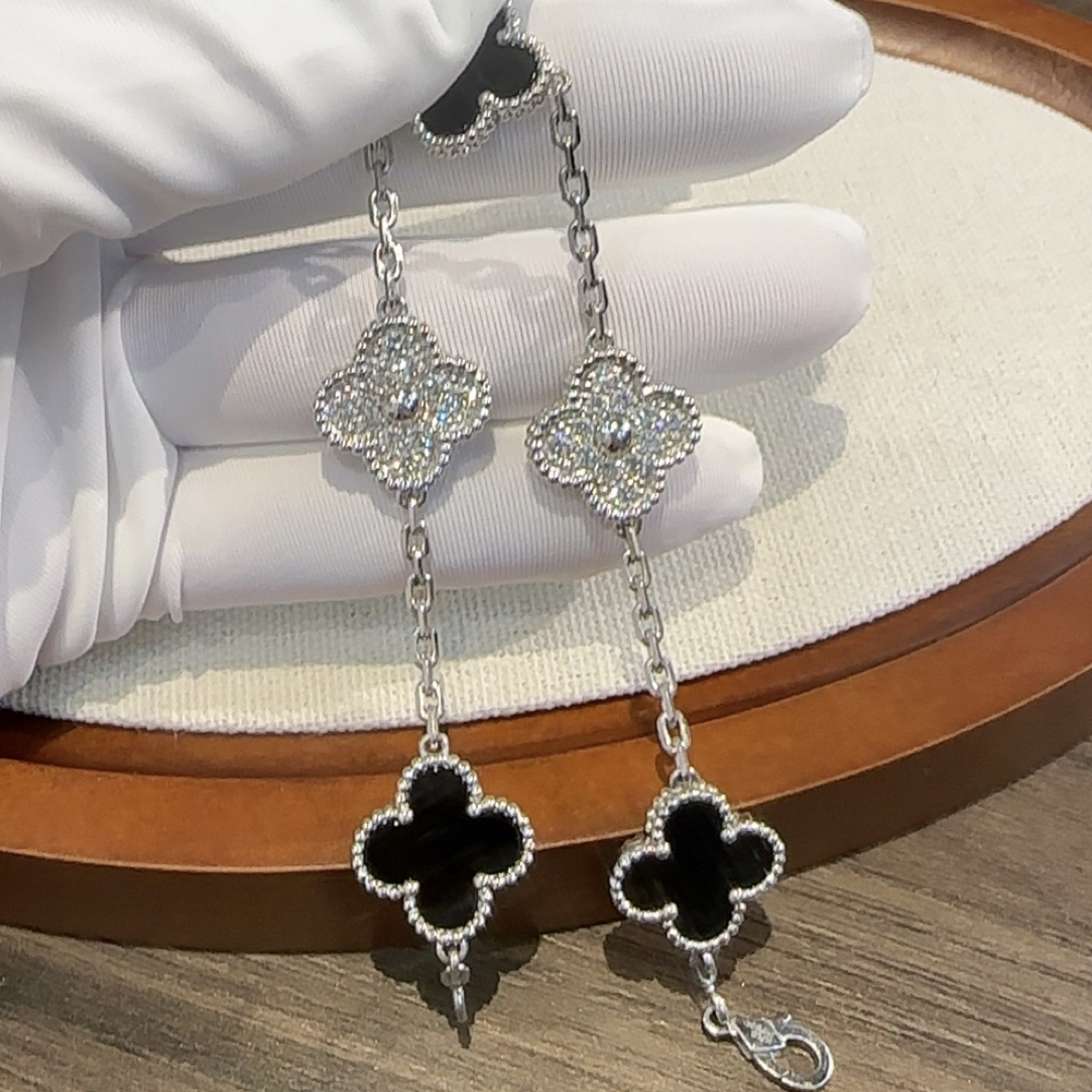 实验室培育钻石隔钻玛瑙五花手链 简约大气