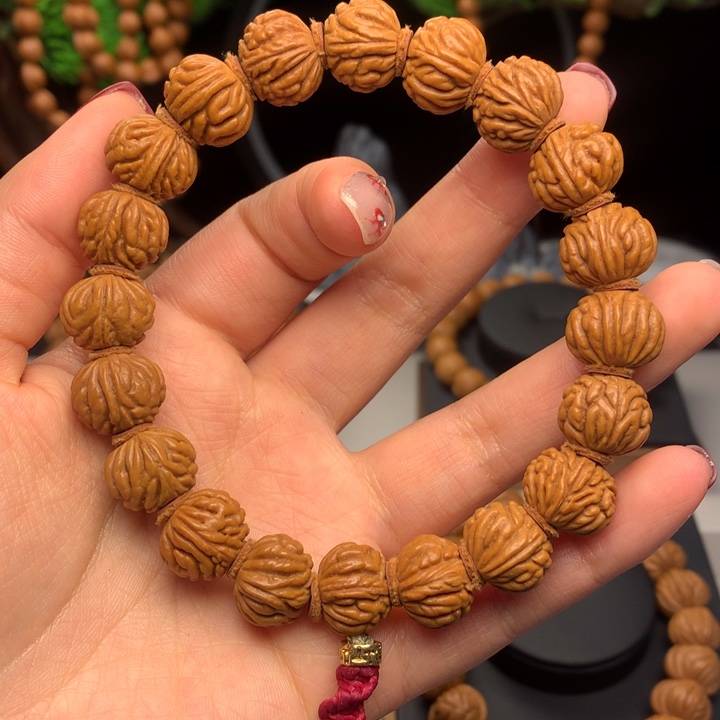 桃核吊坠野生红莲14+