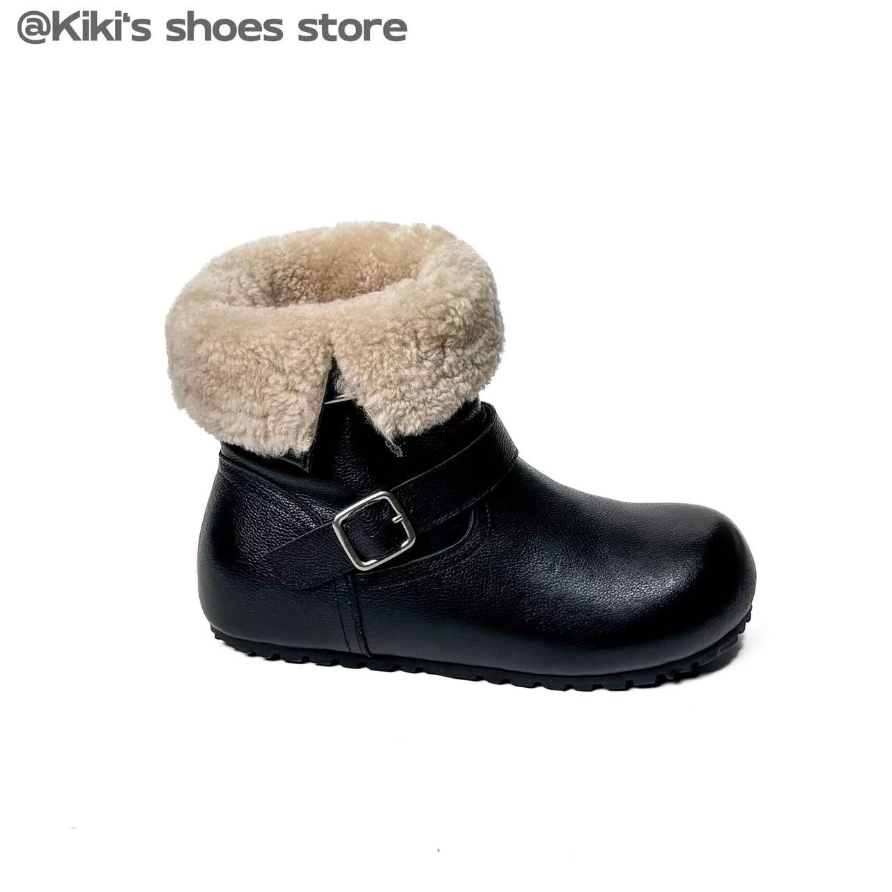 ‘风雪夜’4公分｜翻领两穿雪地靴【牛皮羊毛】内增高保暖短靴欧货皮靴