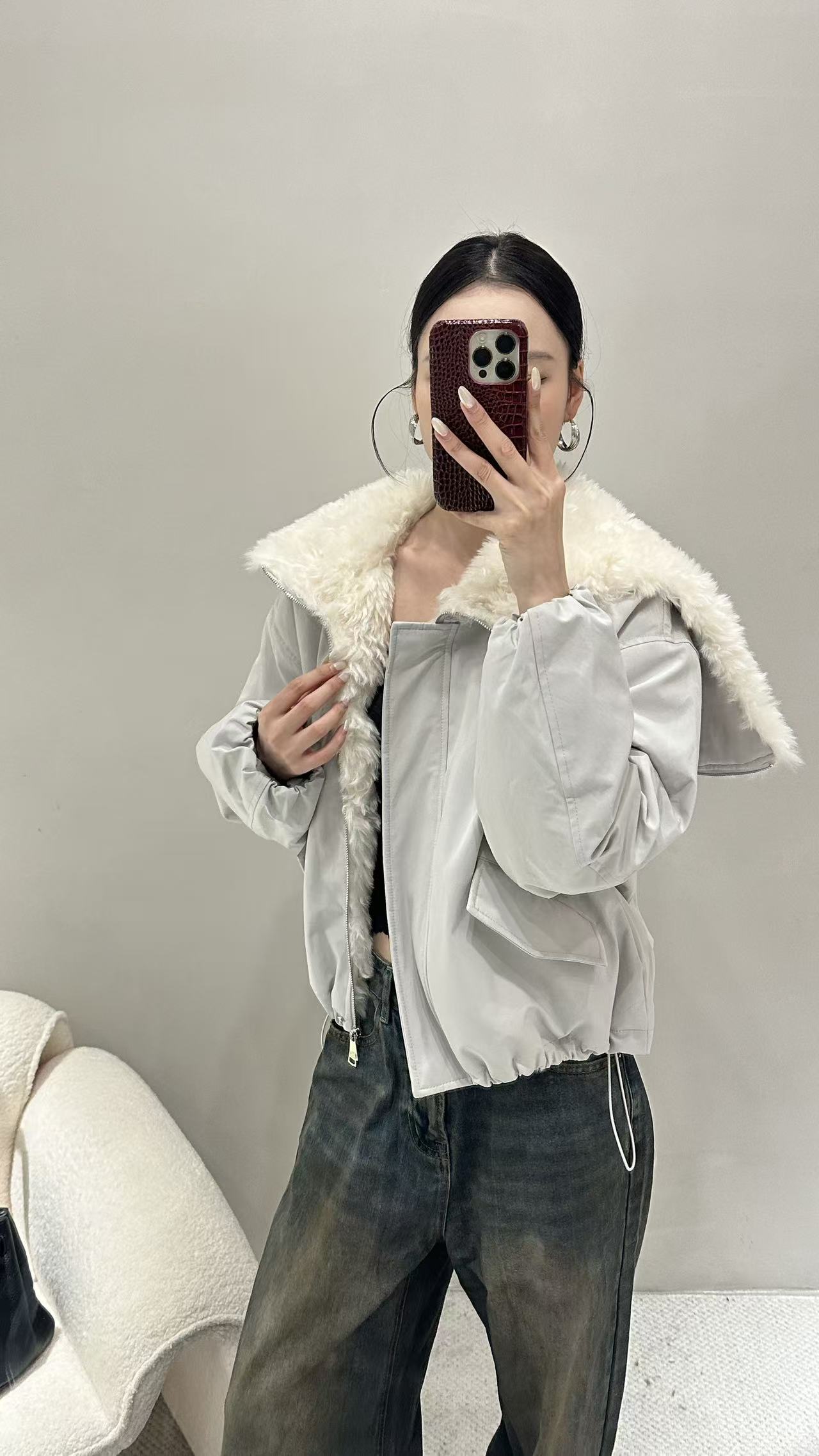2025新款宽松型短款翻领派克服加绒加厚款青年厚款