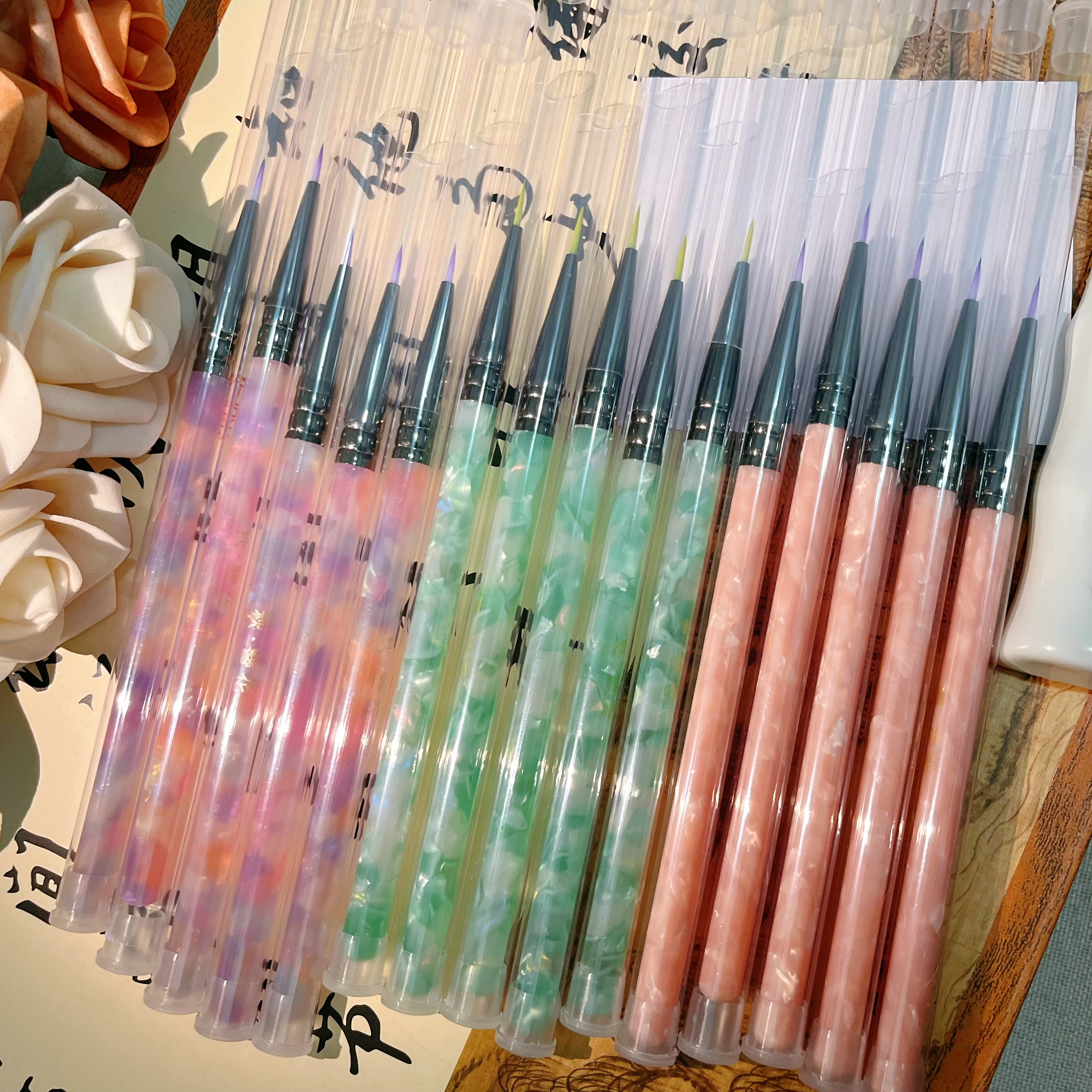 【四季新笔活动】韩国醋酸笔杆勾线笔diy数字油画丙烯水粉画画笔