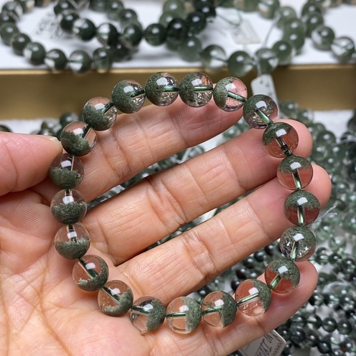 未镶嵌水晶珠宝半成品J9022天然绿幽灵聚宝盆9+