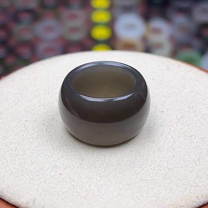 和田玉戒指未镶嵌16.2内径11圈烟灰紫（无鉴赏