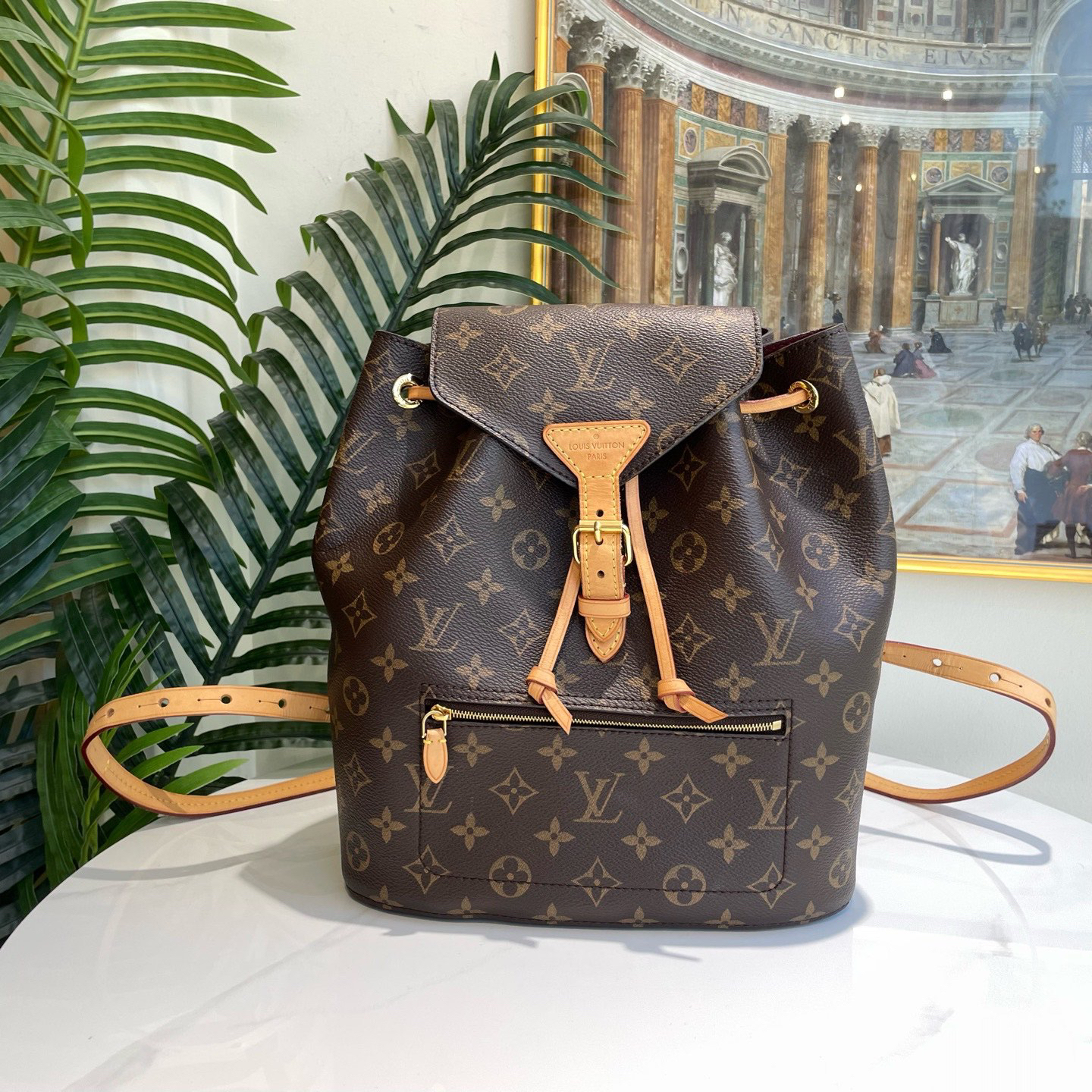 95新 LouisVuitton/路易威登 御古屋/38439/老花双肩书包 17年