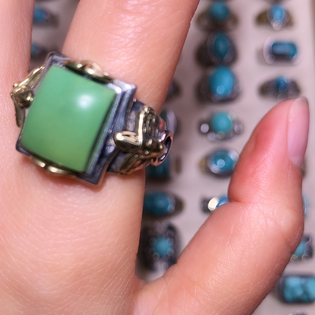 朱***七绿松石银S925镶嵌戒指