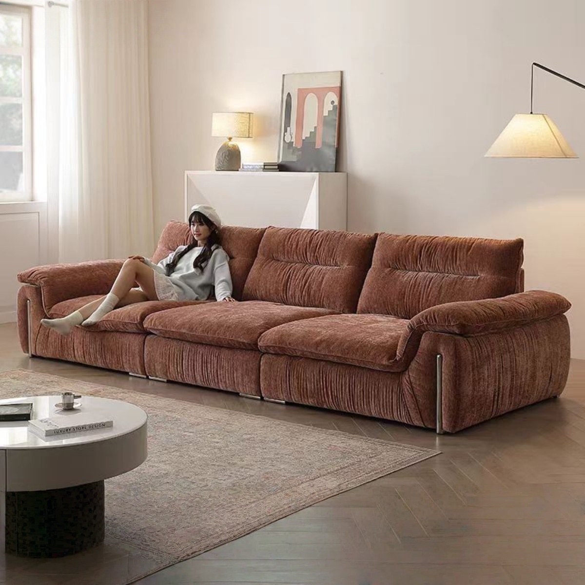 2025新款云朵甜柿子布艺大沙发客厅家用2025年新款爆款