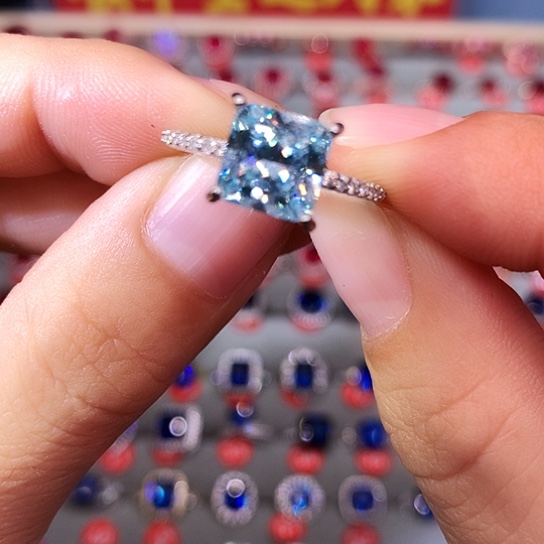 海蓝宝石戒圈银S925镶嵌