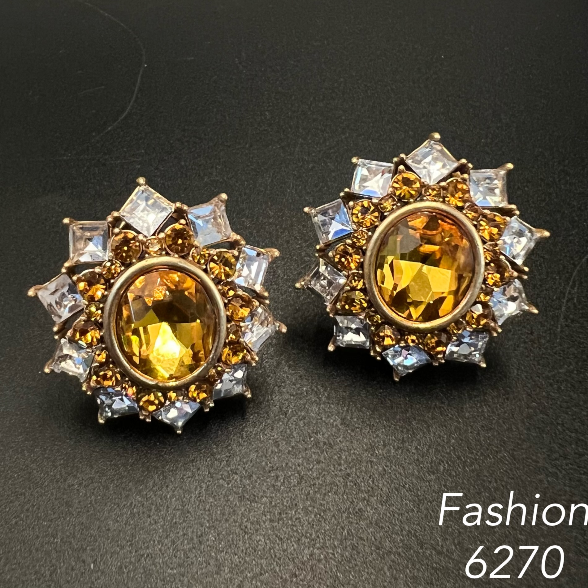 铜合金耳饰 复古满镶气质轻奢耳饰~6270