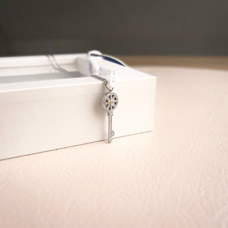 95新 Tiffany & Co./蒂芙尼 钥匙吊坠项链/链长40cm/7852
