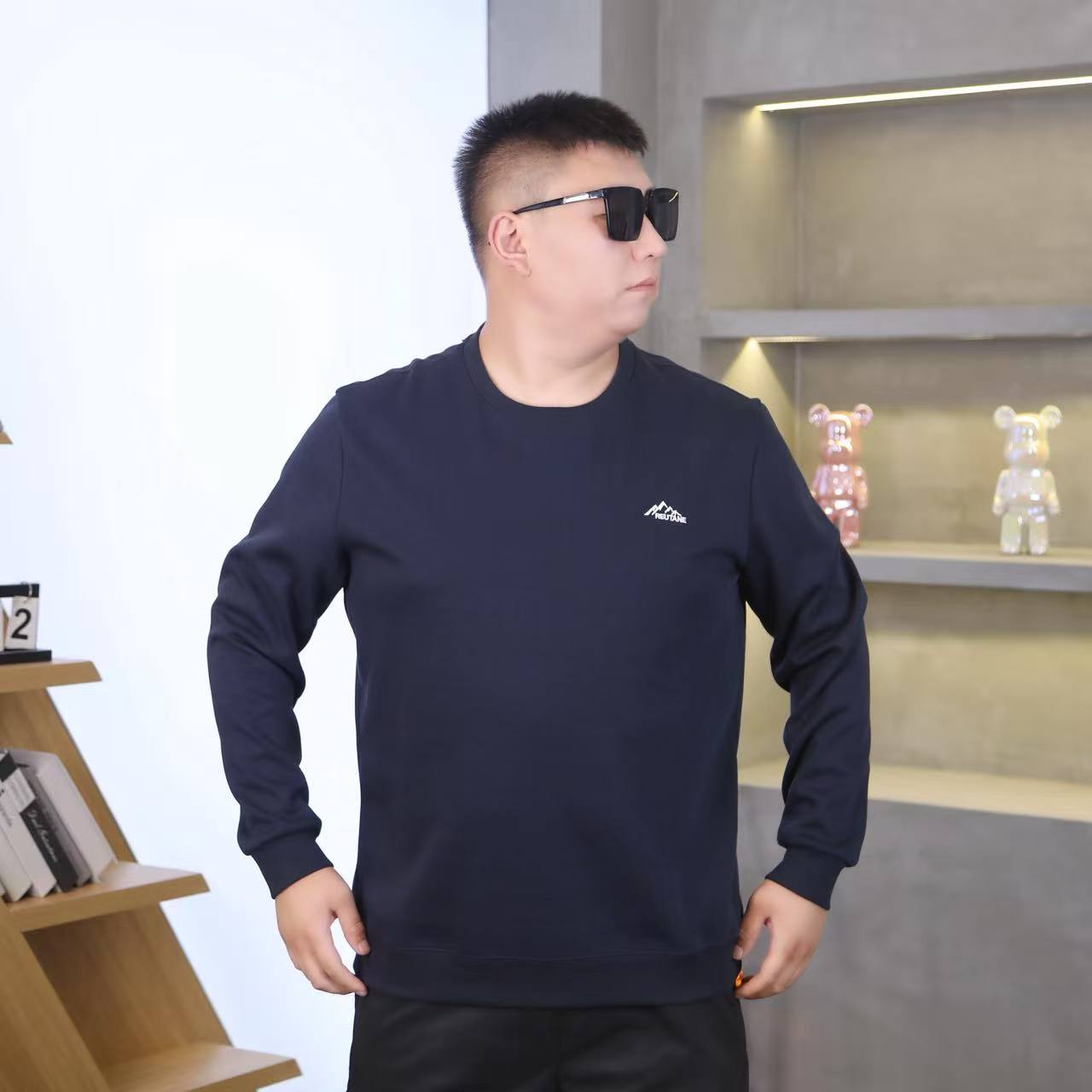大码男装秋季简约百搭时尚潮流卫衣72661