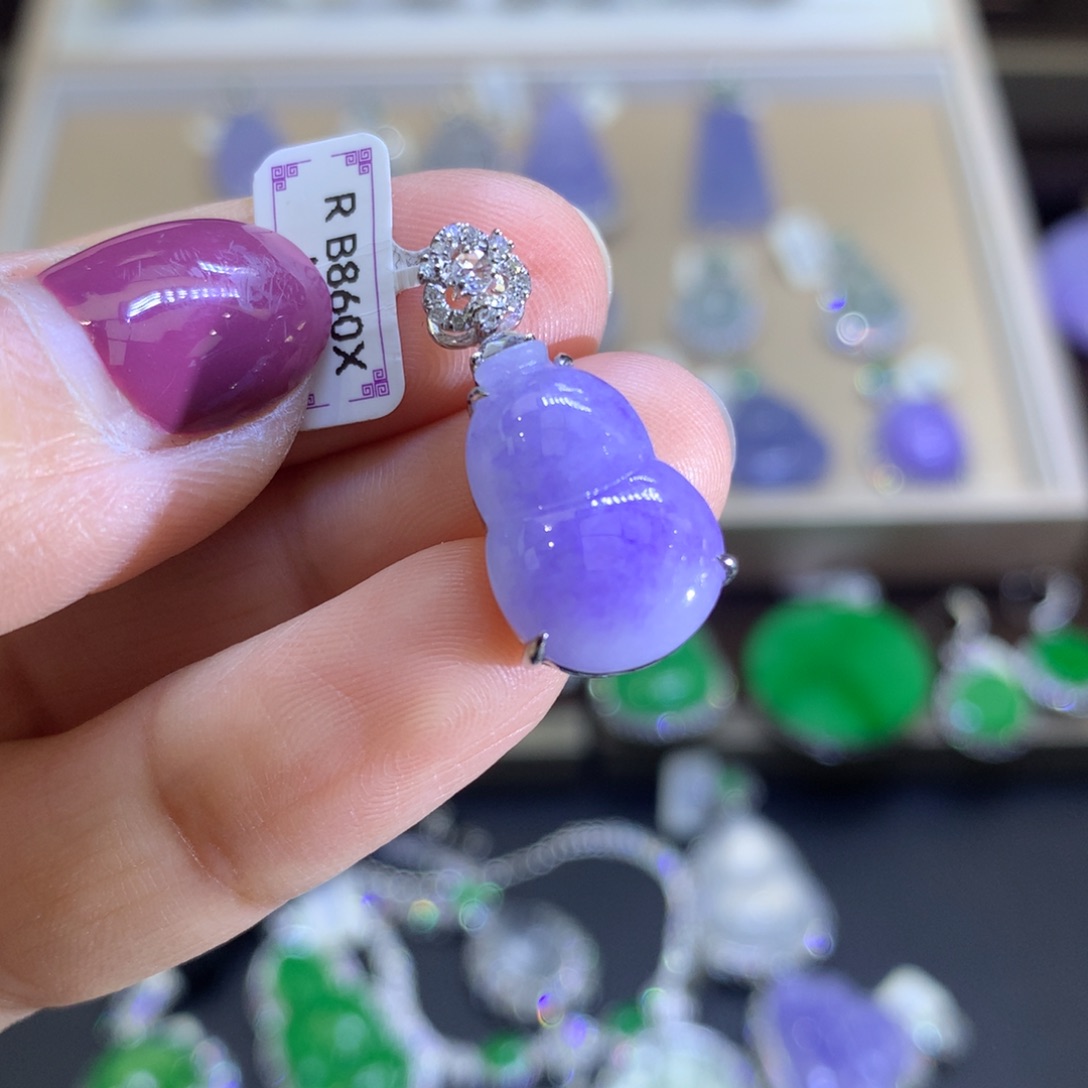 翡翠耳饰18K金镶嵌翡翠