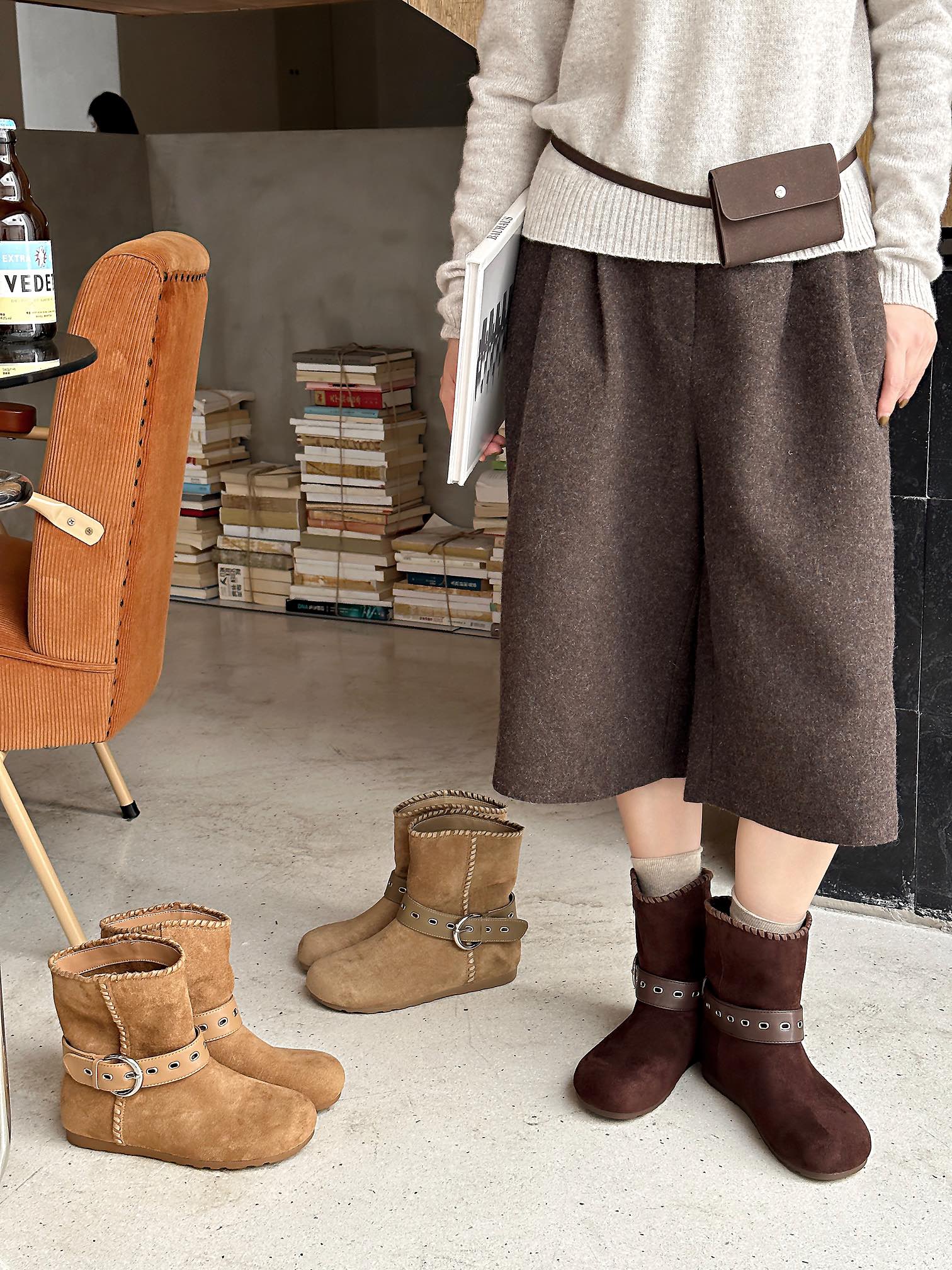 蓉姐专属~跟高2CM时尚经典中筒时装靴城市百搭休闲女靴62-6025