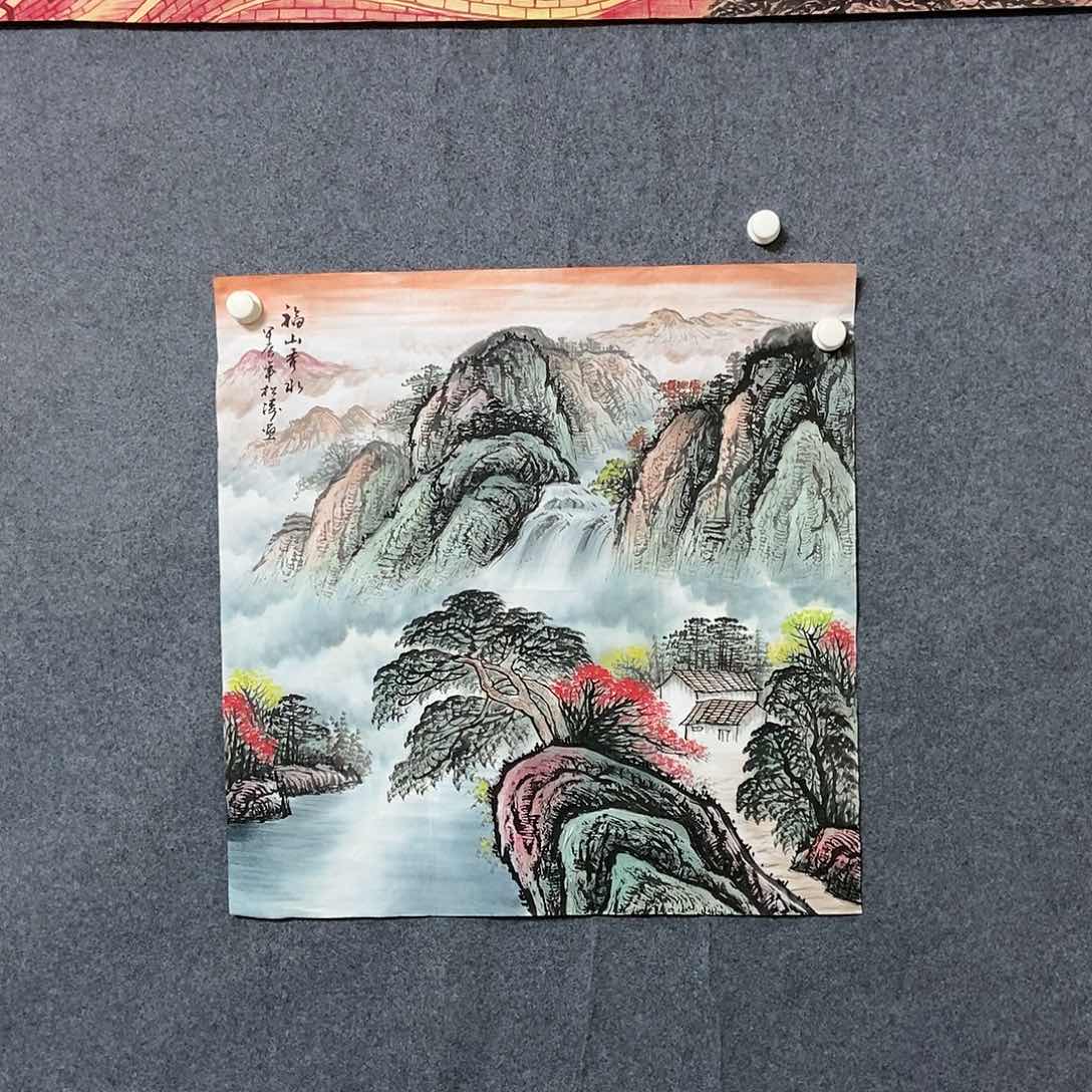 国画四尺三开一副