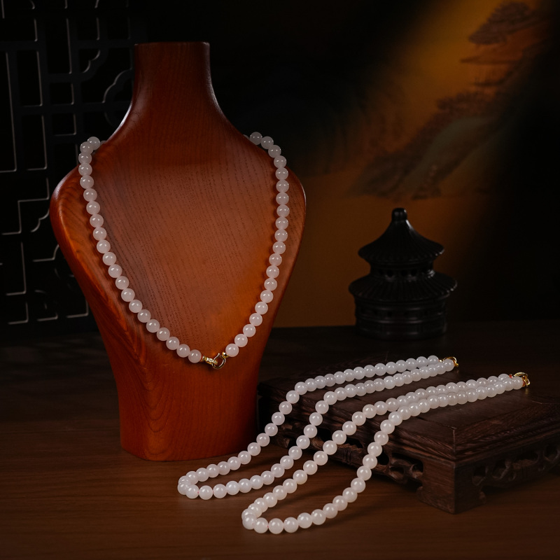 凝香露丨卡8和田玉冰藕粉珠串项链（多样性发其一）S925银#H900