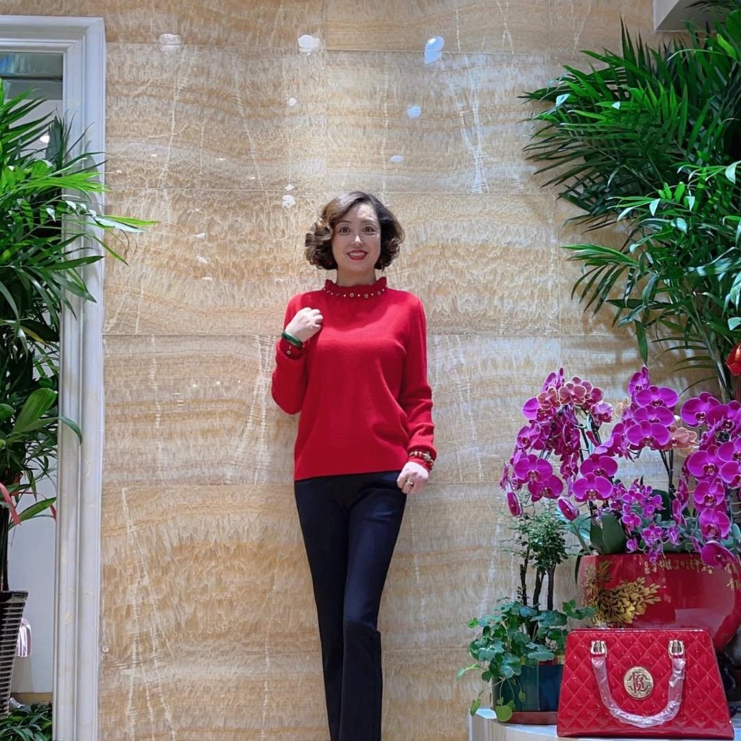 女款套头毛衣E130时尚气质减龄百搭长袖高领秋冬红色粉色米色