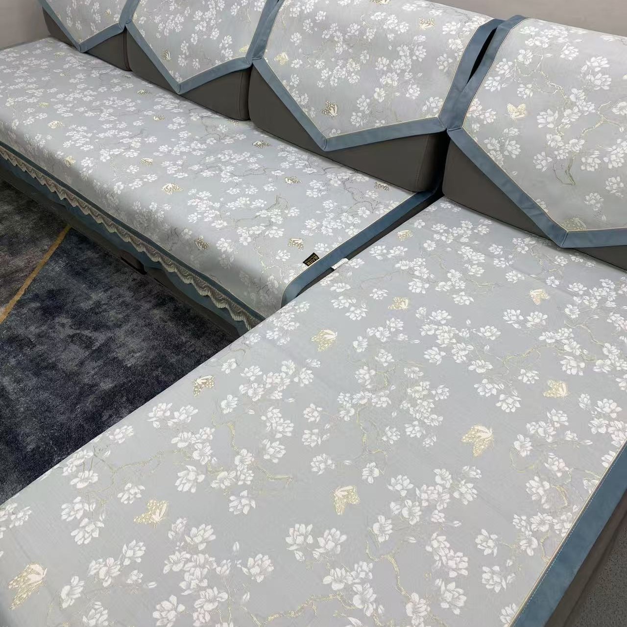 （高档新款蝶恋花）绿色简约沙发垫防滑四季通用源头工厂高端沙发垫