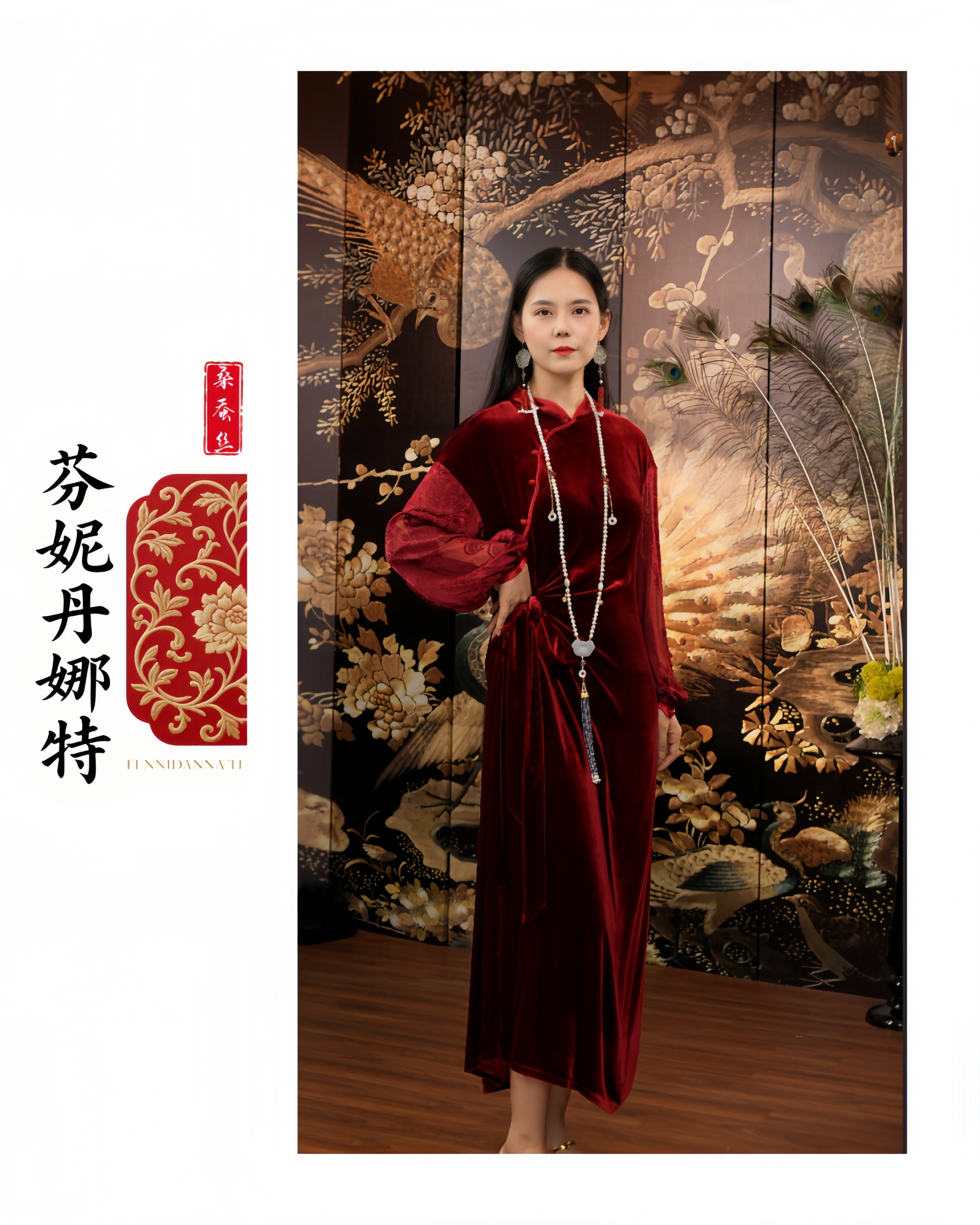 高腰常规纯色牛角袖一粒扣连衣裙新娘中国风2282