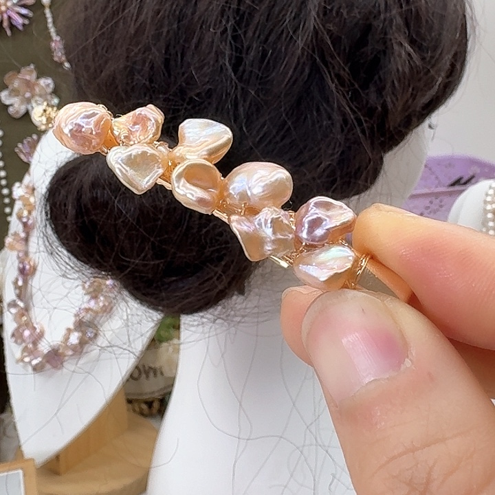 淡水珍珠发饰银S925镶嵌