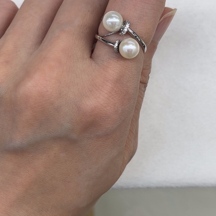 海水珍珠银S925镶嵌戒指7-8mm 108号