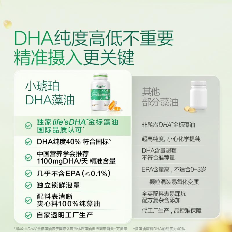 【唐艺昕推荐小琥珀DHA100mg】天然博士金标藻油小琥珀DHA婴幼儿