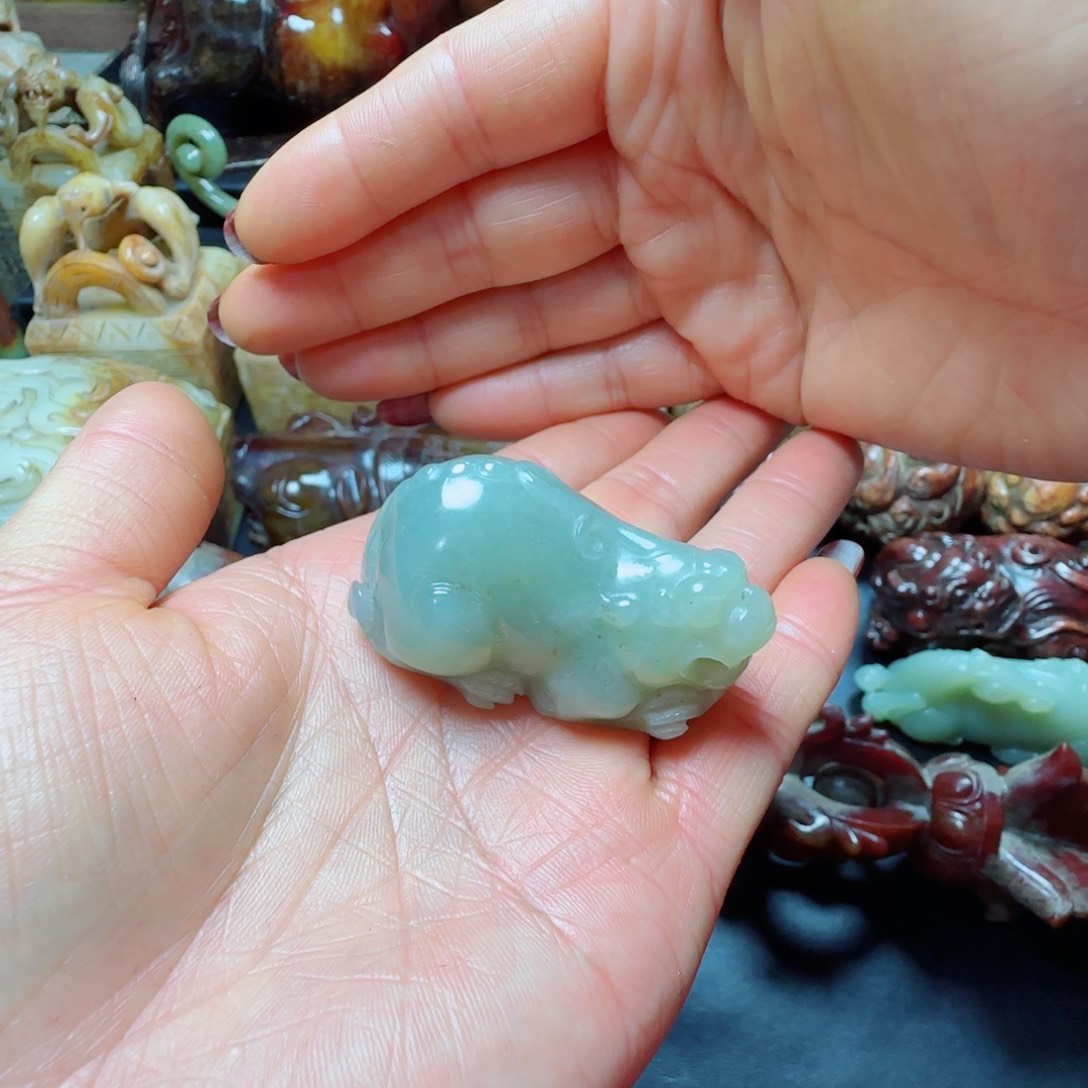 和田玉未镶嵌挂件黑*