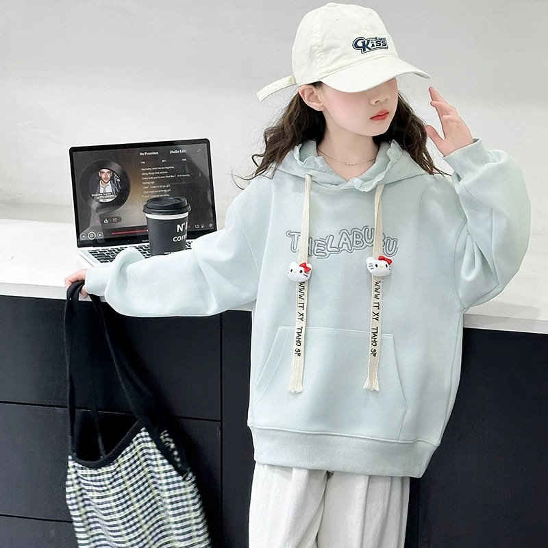 【现货】2025春字母刺绣KT帽绳带帽花边卫衣 D187 187 R Q