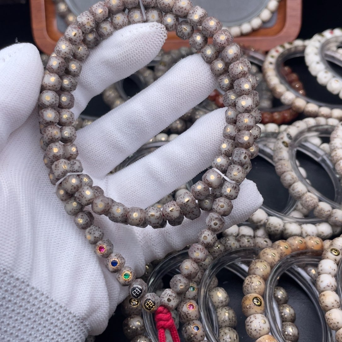 星月菩提手串灰粉冰76无相108